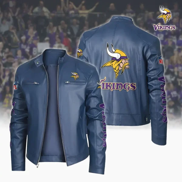 Minnesota Vikings Custom Name Sport Leather Jacket SPTSLJ016 - Image 4