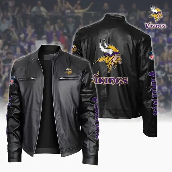 Minnesota Vikings Custom Name Sport Leather Jacket SPTSLJ016 - Image 2