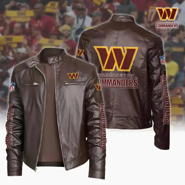 Washington Commanders Custom Name Sport Leather Jacket SPTSLJ033 - Image 2