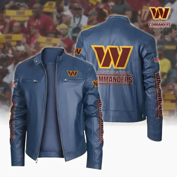 Washington Commanders Custom Name Sport Leather Jacket SPTSLJ033 - Image 3