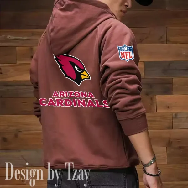 Arizona Cardinals NFL Multi Pocket Zipper Retro Hoodie AZVMHD702 - Image 3