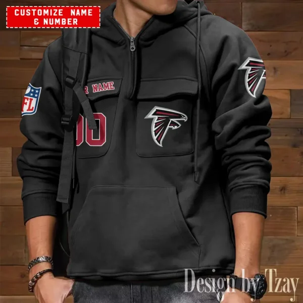 Atlanta Falcons NFL Multi Pocket Zipper Retro Hoodie AZVMHD703 - Image 2