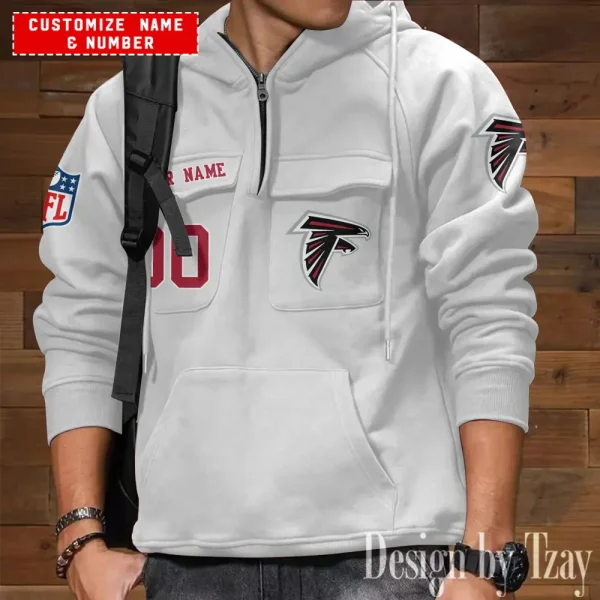 Atlanta Falcons NFL Multi Pocket Zipper Retro Hoodie AZVMHD703 - Image 4