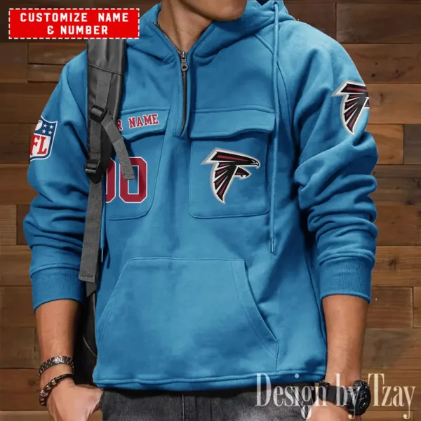 Atlanta Falcons NFL Multi Pocket Zipper Retro Hoodie AZVMHD703 - Image 5