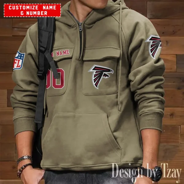 Atlanta Falcons NFL Multi Pocket Zipper Retro Hoodie AZVMHD703 - Image 6