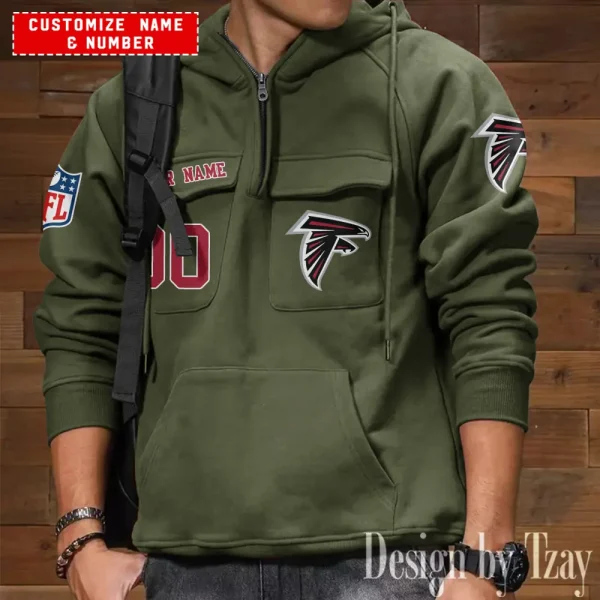 Atlanta Falcons NFL Multi Pocket Zipper Retro Hoodie AZVMHD703 - Image 7