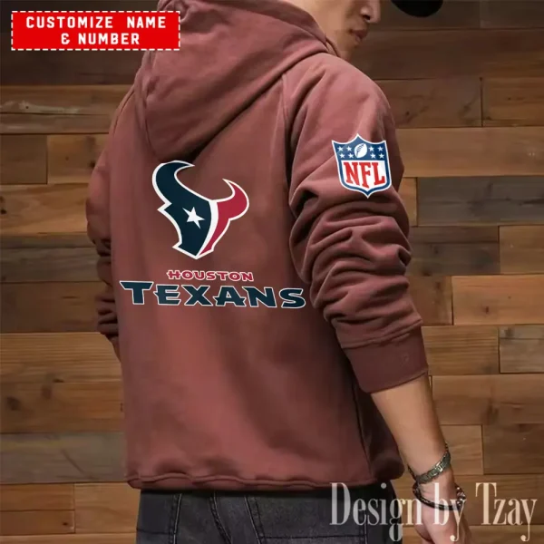 Houston Texans NFL Multi Pocket Zipper Retro Hoodie AZVMHD704 - Image 7