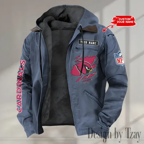 Arizona Cardinals Men's Casual Padded Jacket Hooded trending 2025 SPTPJH001 - Image 2