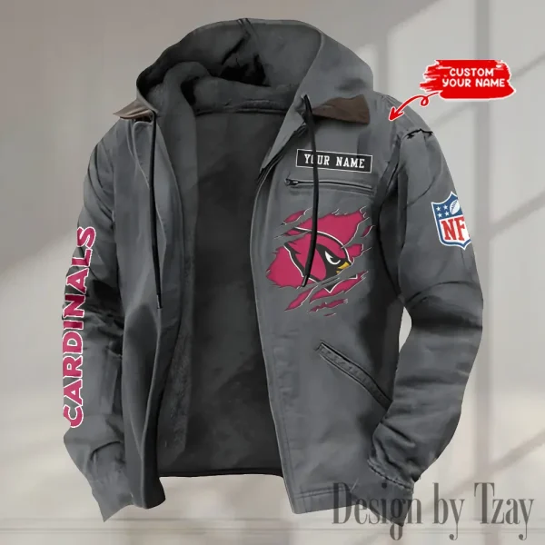 Arizona Cardinals Men's Casual Padded Jacket Hooded trending 2025 SPTPJH001 - Image 3