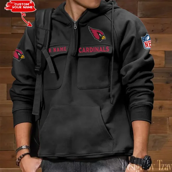 Arizona Cardinals Multi Pocket Zipper Retro Hoodie AZVMHD670