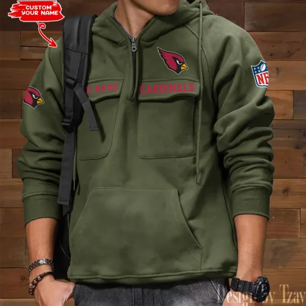 Arizona Cardinals Multi Pocket Zipper Retro Hoodie AZVMHD670 - Image 4