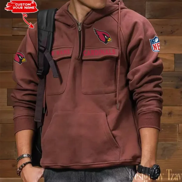 Arizona Cardinals Multi Pocket Zipper Retro Hoodie AZVMHD670 - Image 6