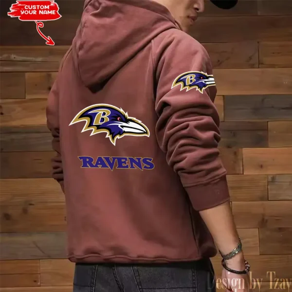 Baltimore Ravens Multi Pocket Zipper Retro Hoodie AZVMHD672 - Image 7