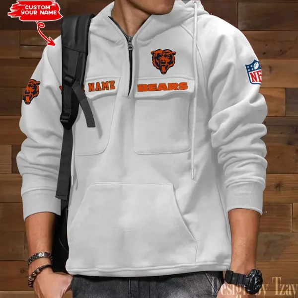 Chicago Bears Multi Pocket Zipper Retro Hoodie AZVMHD675