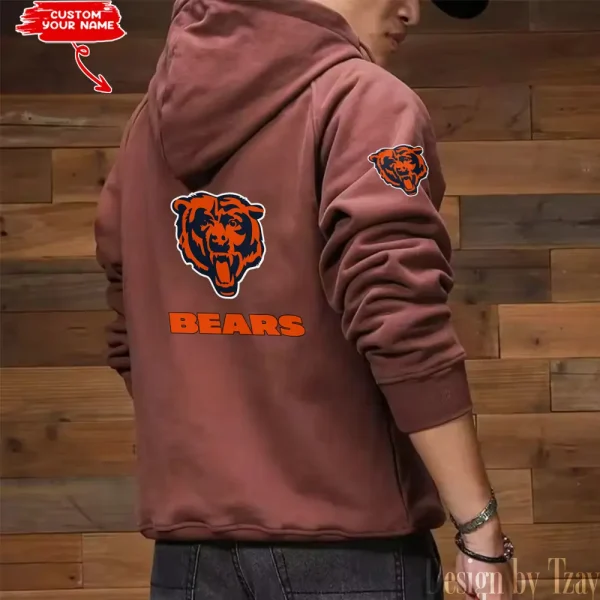 Chicago Bears Multi Pocket Zipper Retro Hoodie AZVMHD675 - Image 7