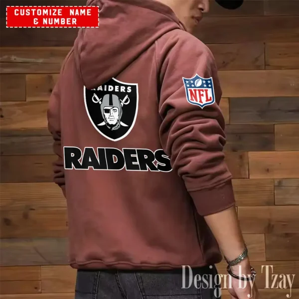 Las Vegas Raiders NFL Multi Pocket Zipper Retro Hoodie AZVMHD706 - Image 7