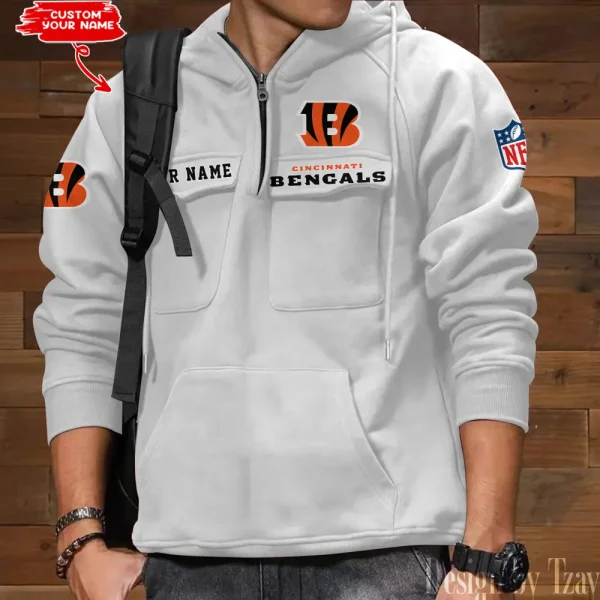 Cincinnati Bengals Multi Pocket Zipper Retro Hoodie AZVMHD676