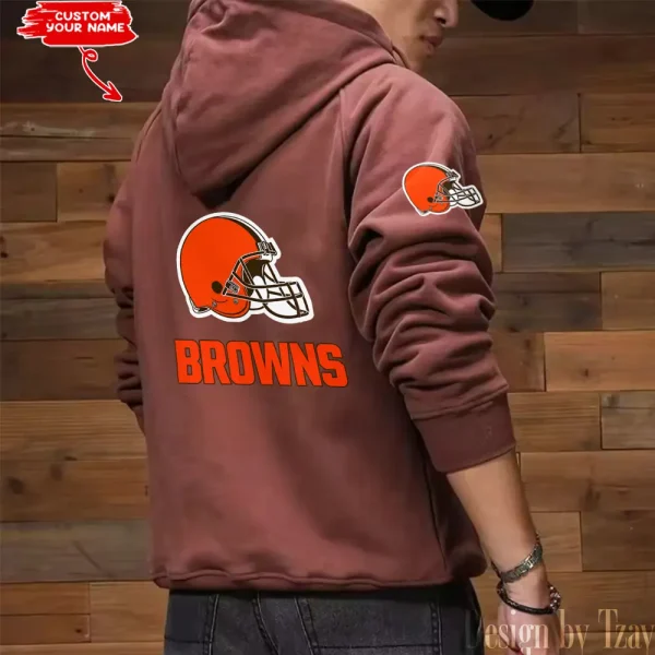 Cleveland Browns Multi Pocket Zipper Retro Hoodie AZVMHD677 - Image 7