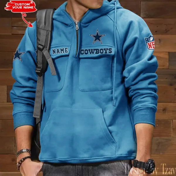 Dallas Cowboys Multi Pocket Zipper Retro Hoodie AZVMHD678