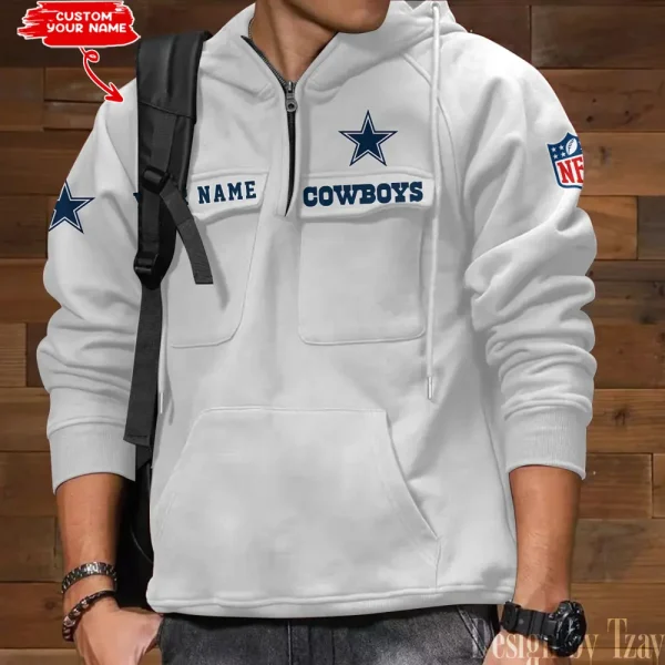 Dallas Cowboys Multi Pocket Zipper Retro Hoodie AZVMHD678 - Image 5