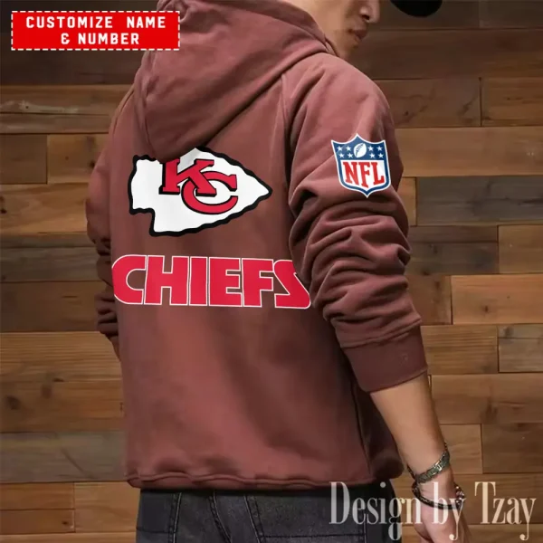 Kansas City Chiefs NFL Multi Pocket Zipper Retro Hoodie AZVMHD707 - Image 7