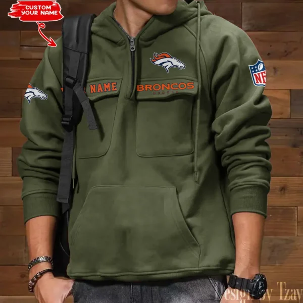 Denver Broncos Multi Pocket Zipper Retro Hoodie AZVMHD679 - Image 4