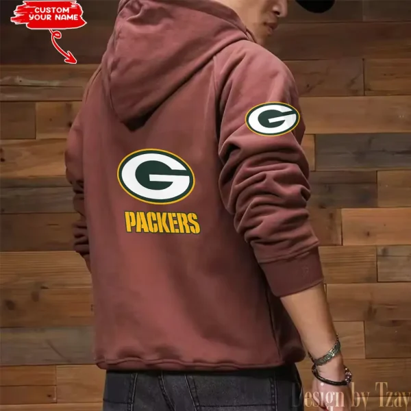 Green Bay Packers Multi Pocket Zipper Retro Hoodie AZVMHD681 - Image 7