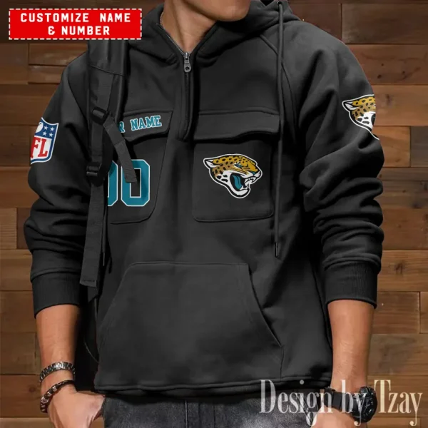 Jacksonville Jaguars NFL Multi Pocket Zipper Retro Hoodie AZVMHD708 - Image 5