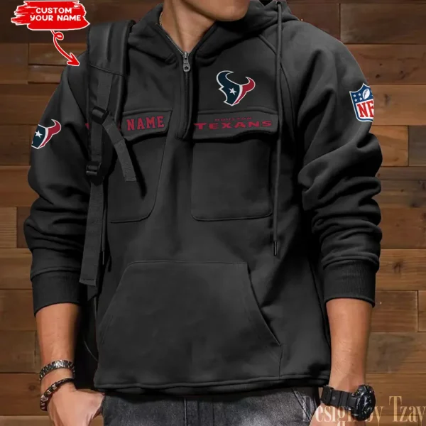 Houston Texans Multi Pocket Zipper Retro Hoodie AZVMHD682 - Image 2