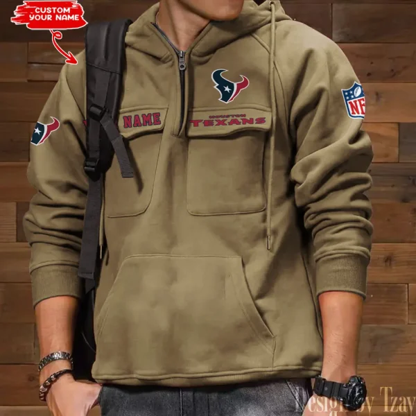 Houston Texans Multi Pocket Zipper Retro Hoodie AZVMHD682 - Image 3