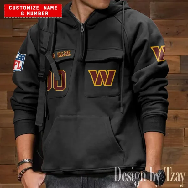 Washington Commanders NFL Multi Pocket Zipper Retro Hoodie AZVMHD709 - Image 5