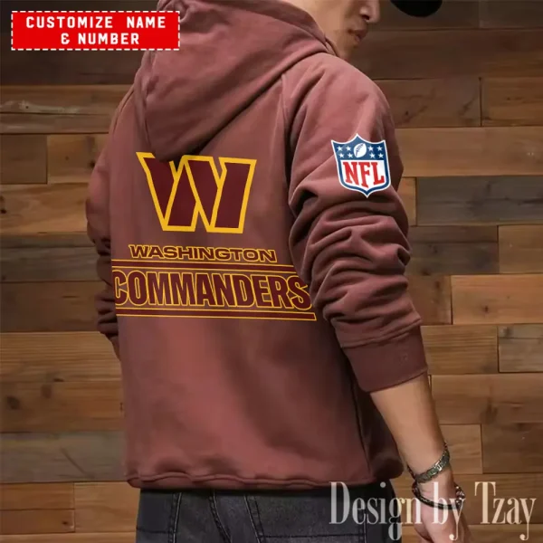 Washington Commanders NFL Multi Pocket Zipper Retro Hoodie AZVMHD709 - Image 7