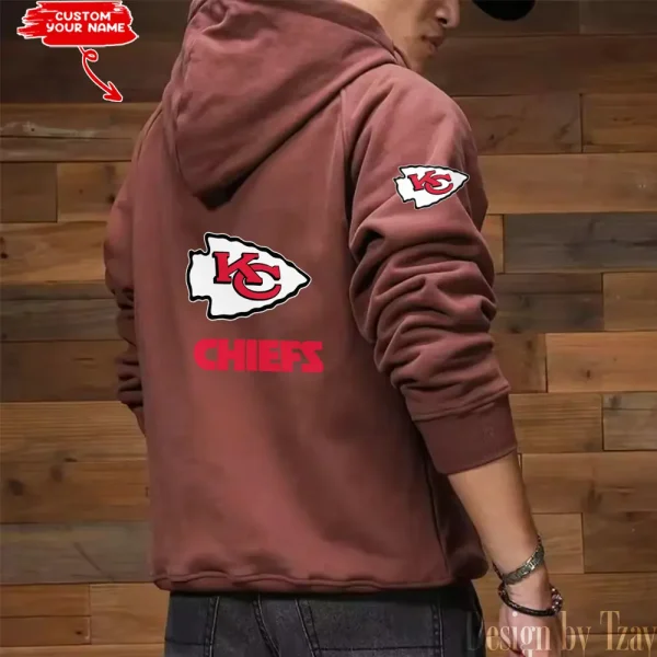 Kansas City Chiefs Multi Pocket Zipper Retro Hoodie AZVMHD685 - Image 7