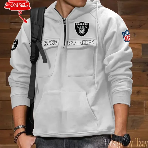 Las Vegas Raiders Multi Pocket Zipper Retro Hoodie AZVMHD686 - Image 3