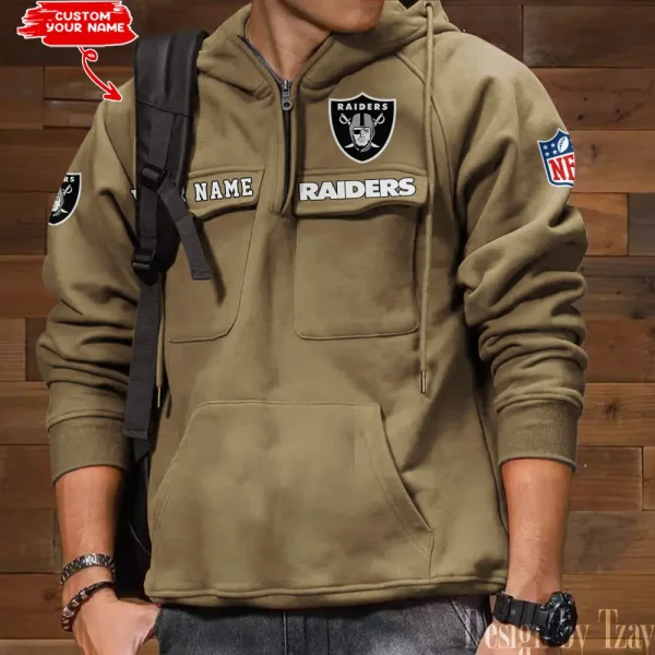 Las Vegas Raiders Multi Pocket Zipper Retro Hoodie AZVMHD686 - Image 6