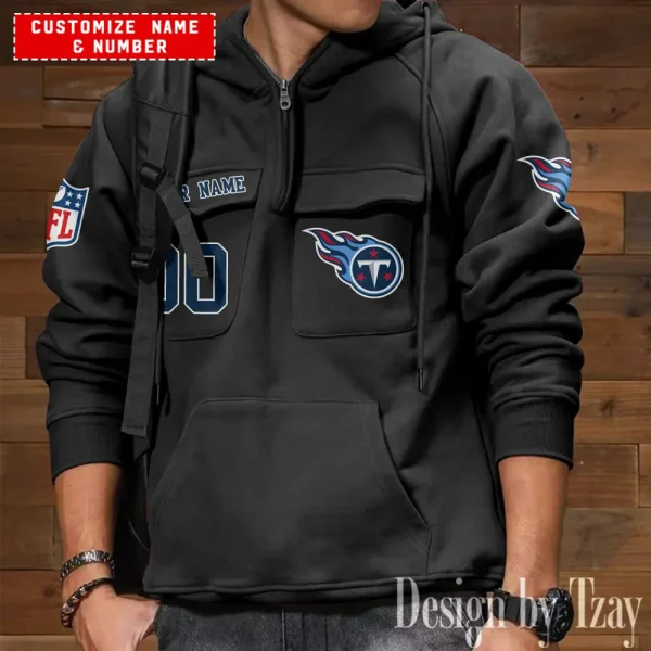 Tennessee Titans NFL Multi Pocket Zipper Retro Hoodie AZVMHD710 - Image 2