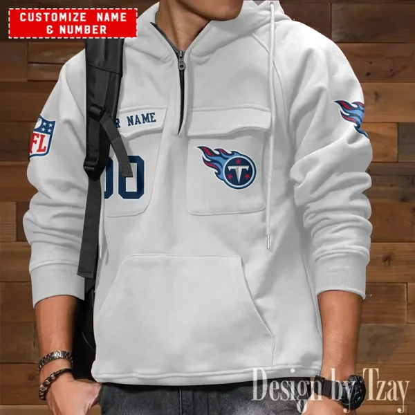 Tennessee Titans NFL Multi Pocket Zipper Retro Hoodie AZVMHD710 - Image 3