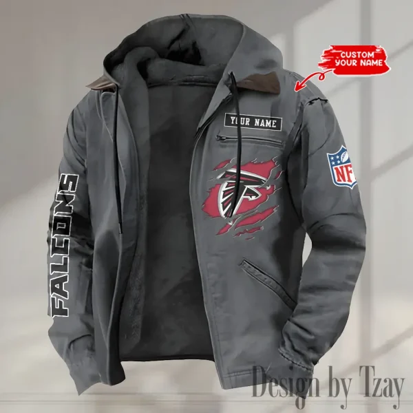 Atlanta Falcons Men's Casual Padded Jacket Hooded trending 2025 SPTPJH002