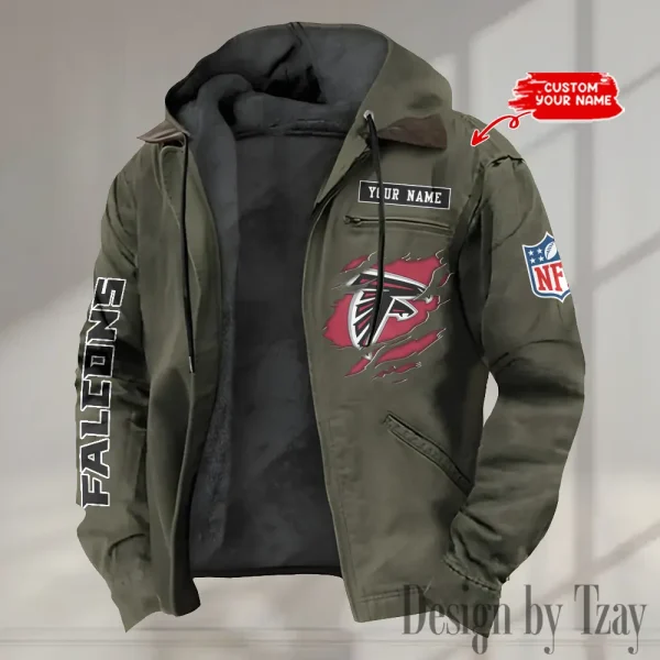 Atlanta Falcons Men's Casual Padded Jacket Hooded trending 2025 SPTPJH002 - Image 2