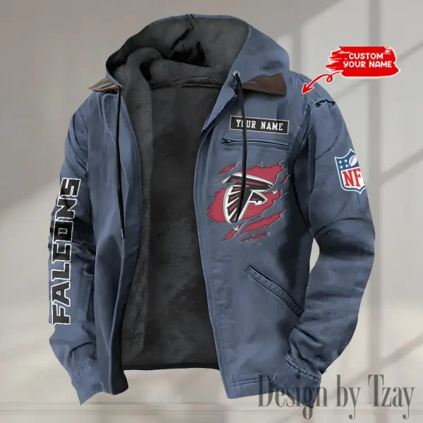 Atlanta Falcons Men's Casual Padded Jacket Hooded trending 2025 SPTPJH002 - Image 4