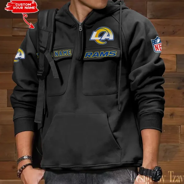 Los Angeles Rams Multi Pocket Zipper Retro Hoodie AZVMHD688