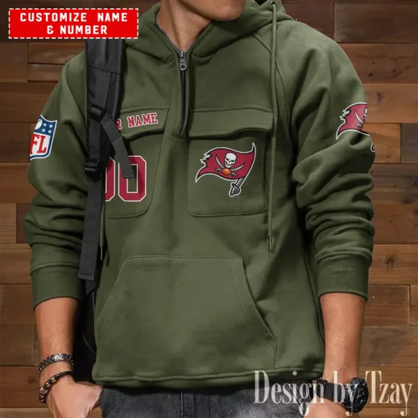 Tampa Bay Buccaneers NFL Multi Pocket Zipper Retro Hoodie AZVMHD711 - Image 3