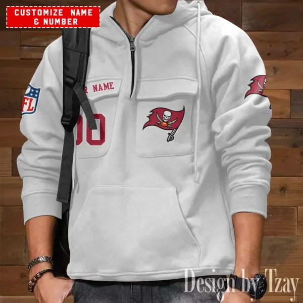 Tampa Bay Buccaneers NFL Multi Pocket Zipper Retro Hoodie AZVMHD711 - Image 4