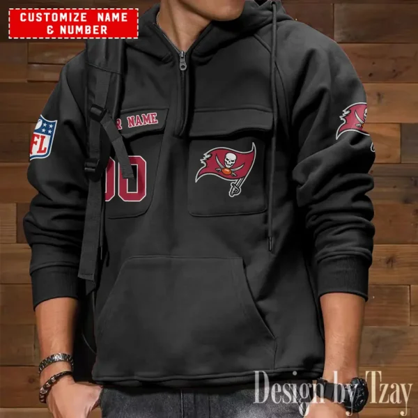 Tampa Bay Buccaneers NFL Multi Pocket Zipper Retro Hoodie AZVMHD711 - Image 5