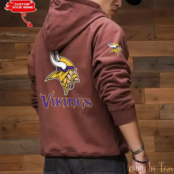 Minnesota Vikings Multi Pocket Zipper Retro Hoodie AZVMHD690 - Image 7