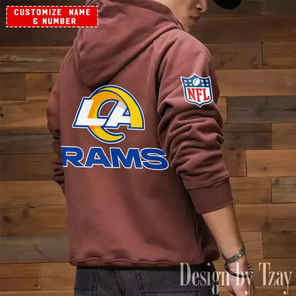 Los Angeles Rams NFL Multi Pocket Zipper Retro Hoodie AZVMHD712 - Image 7