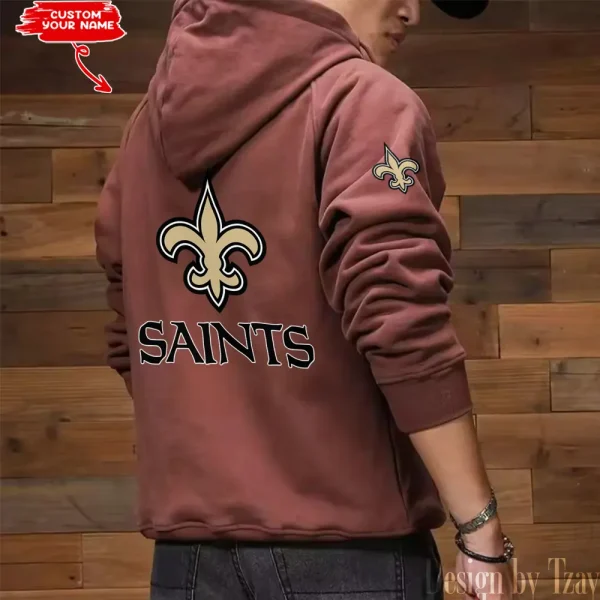 New Orleans Saints Multi Pocket Zipper Retro Hoodie AZVMHD692 - Image 7