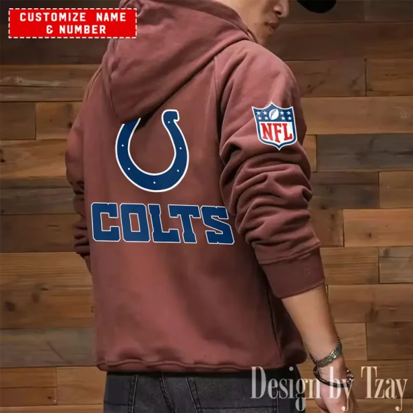 Indianapolis Colts NFL Multi Pocket Zipper Retro Hoodie AZVMHD714 - Image 6