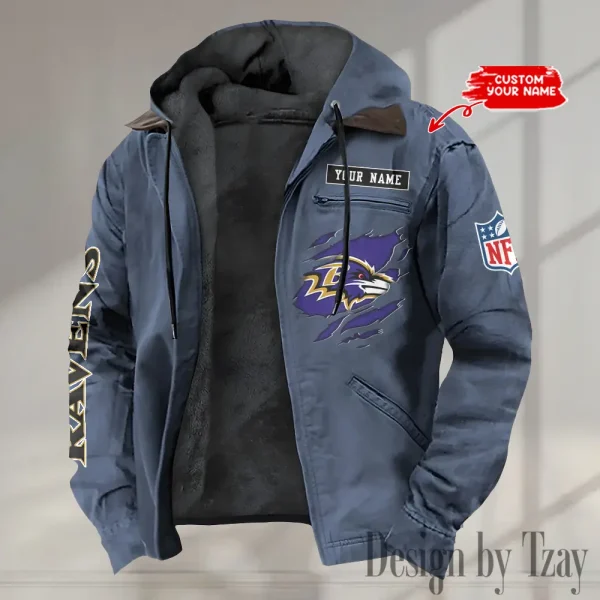 Baltimore Ravens Men's Casual Padded Jacket Hooded trending 2025 SPTPJH003 - Image 2