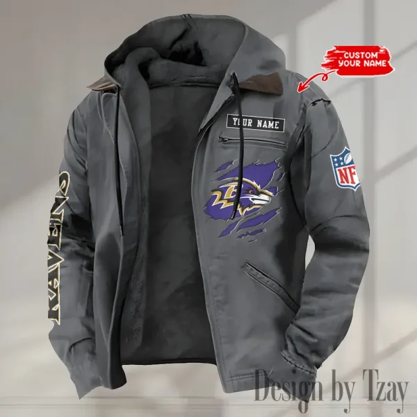 Baltimore Ravens Men's Casual Padded Jacket Hooded trending 2025 SPTPJH003 - Image 4